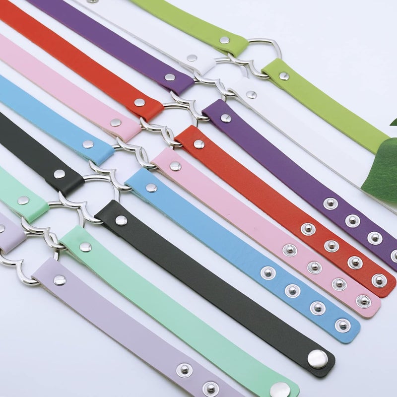 ETHOON Love Heart Adjustable Leather Choker Punk PU Necklace Goth Choker Soft Collar Chain for Women - Image 5